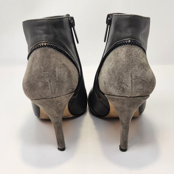 Saks Fifth Avenue Red Rylie Gray Leather Ankle Booties Size 8 M Stiletto Heel - Picture 6 of 8